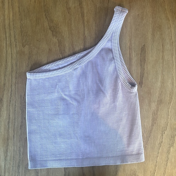 One shoulder fitted purple tank - brand new - never worn - so so soft - fit s/xs - Picture 2 of 3